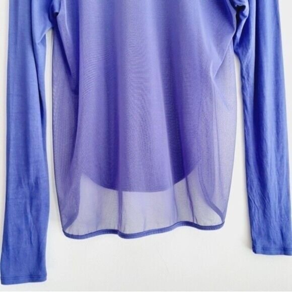 KARMA Athletic Lace Panel Long Sleeve Top Purple Sz S - Picture 7 of 8